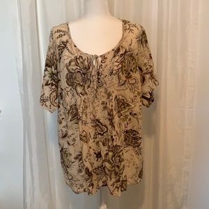 Avenue Tan Short Sleeve Peasant Top 22/24